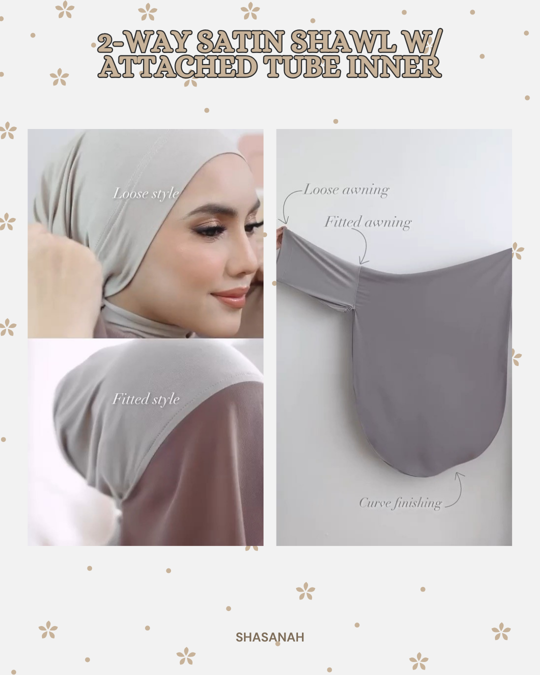 2-Way Premium Satin Shawl w/ Attached Tube Inner